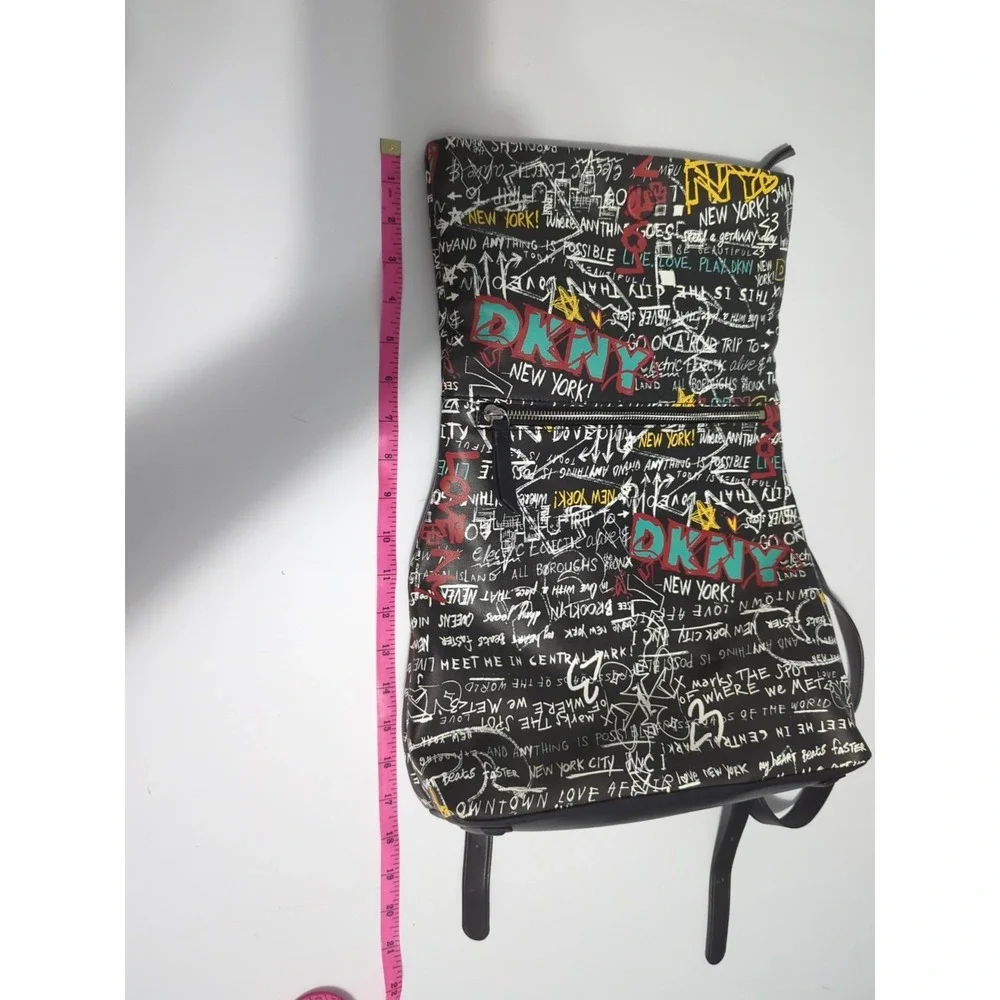 DKNY Tilly Graffiti Fold Over Backpack Purse Top Handle Zip Adjustable